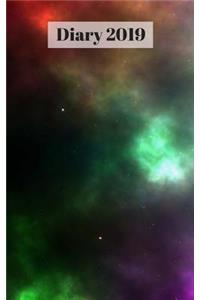 Diary 2019: Nebula of Colours, 5 X 8 372 Paged Book, Day/Times/Notes on Every Page, Timed Planner