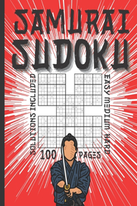 Samurai Sudoku Easy Medium Hard - Solutions Included - 100 pages