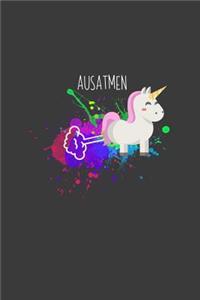 Ausatmen: Einhorn Liniertes DinA 5 Notizbuch für Musikerinnen und Musiker Musik Notizheft