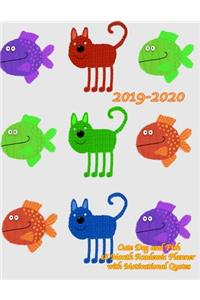 2019-2020 Cute Dog and Fish Cute Dog and Fish 18 Month Academic Planner with Motivational Quotes