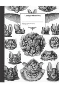 Composition Book Wide-Ruled Bats Scientific Illustrations