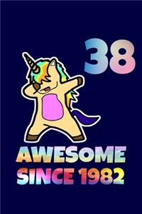 Dabbing Unicorn Awesome Since 1982 38th Birthday