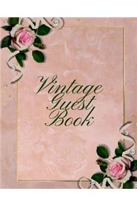 Vintage Guest Book: Blank Lined 8 x 10 Vintage Guest book to record all your special moments