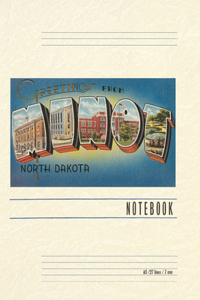 Vintage Lined Notebook Greetings from Minot, North Dakota