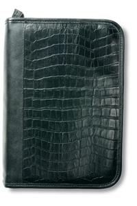 Alligator Bible Cover, Organizer, Zippered, Leather Look, Black, Extra Large