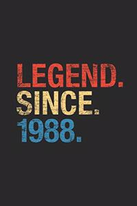 Legend Since 1988: Blank Lined Notebook / Journal (6 X 9 -120 Pages) - Birthday Gift Idea