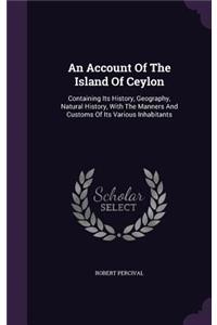An Account Of The Island Of Ceylon