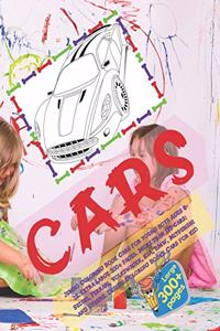 Jumbo Coloring Book Cars for young boys Ages 6-12. Extra Large 300+ pages. More than 170 cars