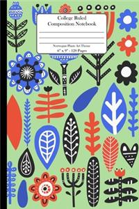 College Ruled Notebook. Norwegian Plants Art Theme