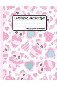 Handwriting Practice Paper-Cute Panda: Dotted Midline - Grades K-3 K-2 School Exercise Book - 120 Pages - mermaid