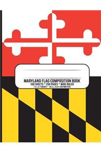 Maryland Flag Composition Book: Wide Ruled Notebook for School