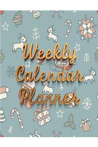 Weekly Calendar Planner - 70 Weeks - (8.5 X 11) - Christmas Design, Gold Letters