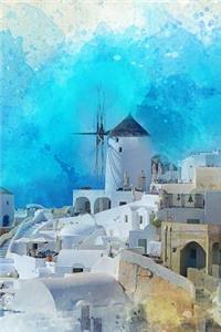 Watercolor of Santorini in Greece Journal