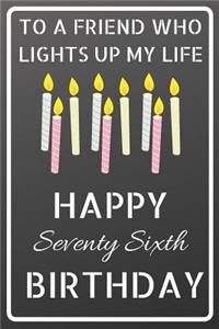 To a friend who lights up my life Happy Seventy Sixth Birthday