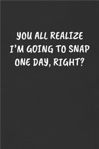 You All Realize I'm Going to Snap One Day, Right?