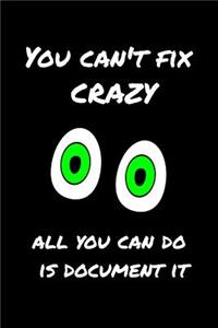 You Can't Fix Crazy All You Can Do Is Document It