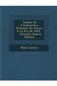 Tableau De L'instruction Primaire En France À La Fin De 1833...