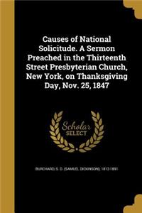 Causes of National Solicitude. A Sermon Preached in the Thirteenth Street Presbyterian Church, New York, on Thanksgiving Day, Nov. 25, 1847