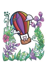 Cat Hot Air Ballon Jungle Notebook