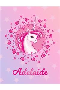 Adelaide: Unicorn Large Blank Primary Handwriting Learn to Write Practice Paper for Girls - Creative Pink Purple Magical Horse Personalized Letter A Initial C