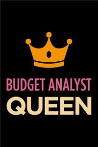 Budget Analyst Queen: Blank Lined Novelty Office Humor Themed Notebook to Write In: With a Versatile Wide Rule Interior: Pink and Orange Cover