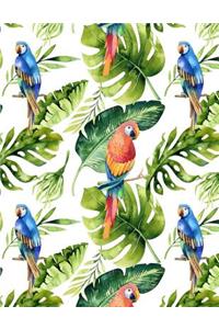 My Big Fat Journal Notebook For Bird Lovers Tropical Parrots Pattern 4