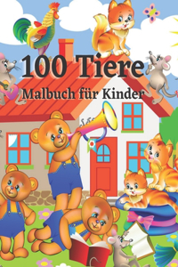 100 Tiere Malbuch für Kinder