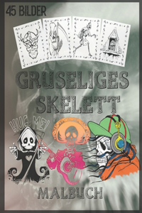 Gruseliges Skelett Malbuch