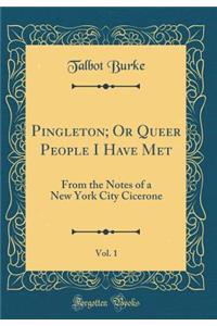 Pingleton; Or Queer People I Have Met, Vol. 1: From the Notes of a New York City Cicerone (Classic Reprint)