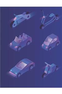 Cars and Motorbikes - Blank Lined Notebook