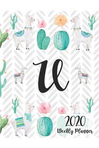 2020 Weekly Planner Monogram Letter U