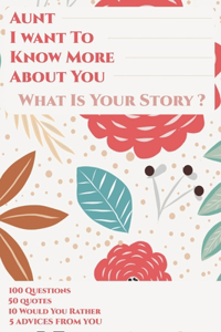 Aunt I Want To Know More About You What Is Your Story? 100 Questions, 50 Quotes, 10 Would You Rather, 5 Advises From You