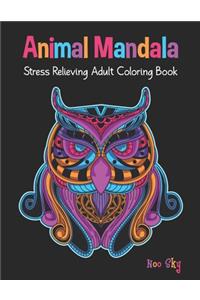 Animal Mandala Stress Relieving Adult Coloring Book