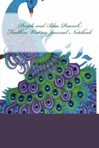 Purple and Blue Peacock Feathers Writing Journal Notebook