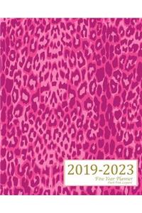 2019-2023 Five Year Planner- Dark Pink Leopard