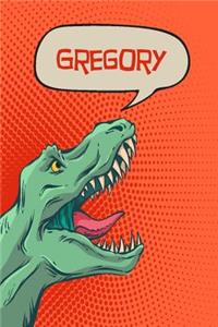 Gregory: Personalized Dino Isometric Dot Paper Notebook 120 Pages 6x9