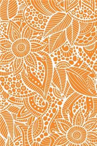 Deco Floral Notebook: Bright Orange: Notebook 6 X 9: Notebook 250 Pages
