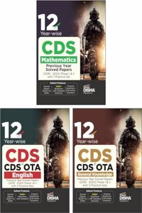 Combo (set of 3 Books) 12 Year-wise CDS Mathematics, English & General Knowledge Previous Year Solved Papers (2018 - 2023) Phase I & II | Combined Defence Services PYQs