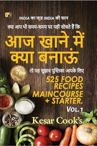 aaj khane me kya banaye: 525 Food Recipes Mincourse+ Starter. Vol.1