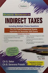 Padhuka's Student's Referencer On Indirect Tax Including Mcq For Ca Final/Professional Exams - 18/E, July 2020