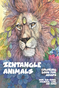 Zentangle Animals - Coloring Book for adults - Deer, Red panda, Squirrel, Lion, and more