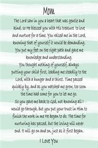 Mom I Love You - Green Stripe Journal