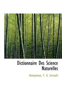 Dictionnaire Des Science Naturelles