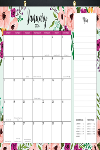 2026 Floral Desk Pad and Wall Calendar (11 X 17) - (12-Month Calendar with 152 Bonus Stickers!)
