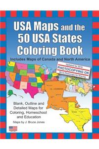 USA Maps and the 50 USA States Coloring Book