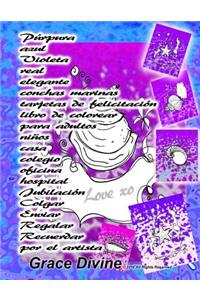 Púrpura azul Violeta real elegante conchas marinas tarjetas de felicitación libro de colorear para adultos niños casa colegio oficina hospital Jubilación Colgar Enviar Regalar Recuerdar por el artista Grace Divine