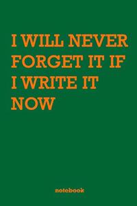 I Will Never Forget It If I Write It Now