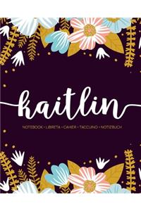 Kaitlin: Notebook - Libreta - Cahier - Taccuino - Notizbuch: 110 pages paginas seiten pagine: Modern Florals First Name Notebook in Light Pink, Baby Blue & M