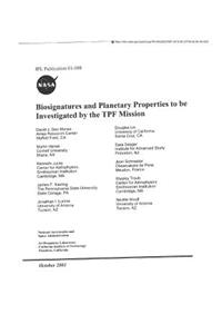 Biosignatures and Planetary Properties to Be Investigated by the Tpf Mission