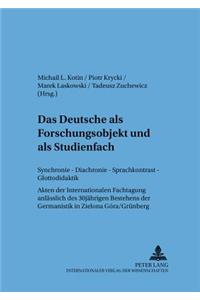 Das Deutsche ALS Forschungsobjekt Und ALS Studienfach